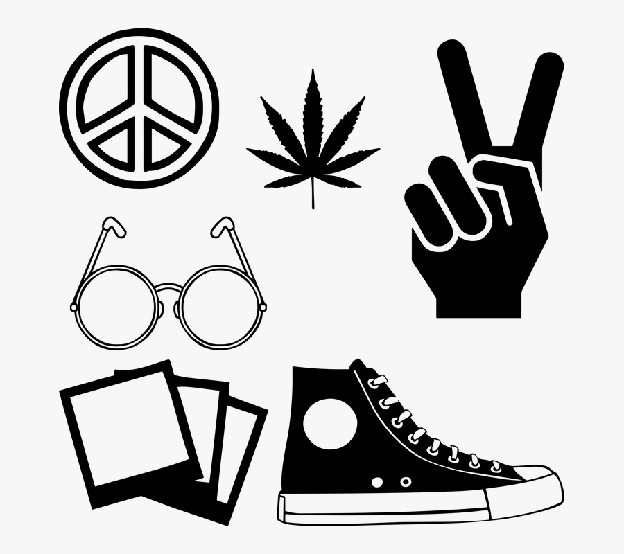 Hippie, Cannabis, Peace Sign, John Lennon Glasses - Cartoon High Top Converse, Transparent Clipart