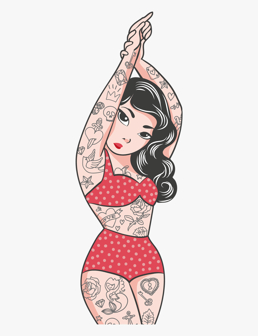 Pin Up Lady Tattoo, Transparent Clipart