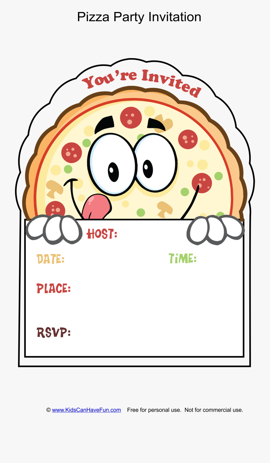 Clip Art Pizza Party Invitation Template - Imagens De Pizza Desenho, Transparent Clipart