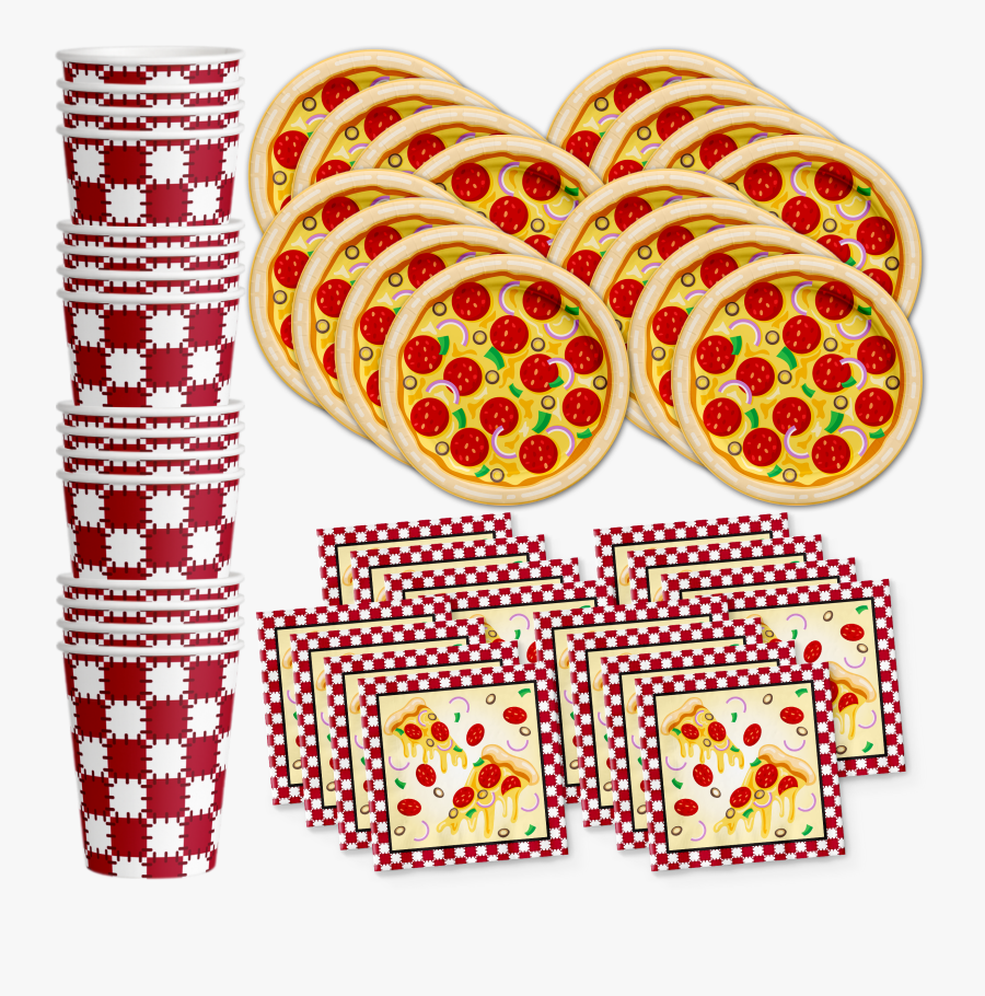Pizza Birthday Party Tableware Kit For 16 Guests, Transparent Clipart