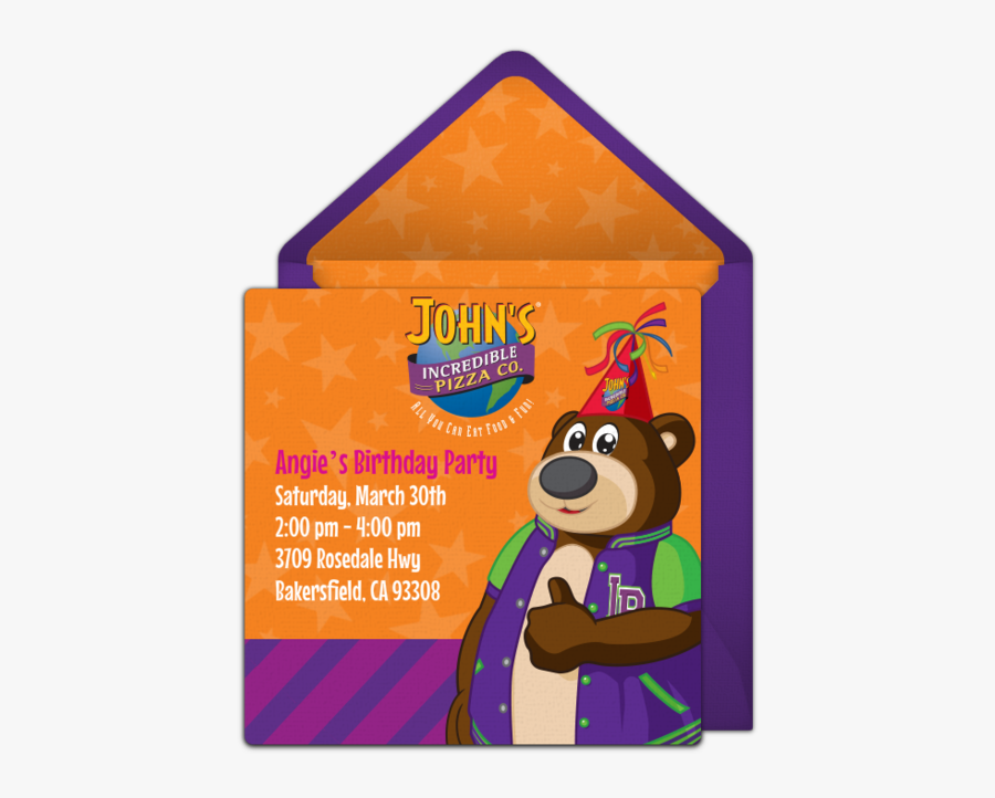 Birthday Party John's Incredible Pizza Invitations, Transparent Clipart