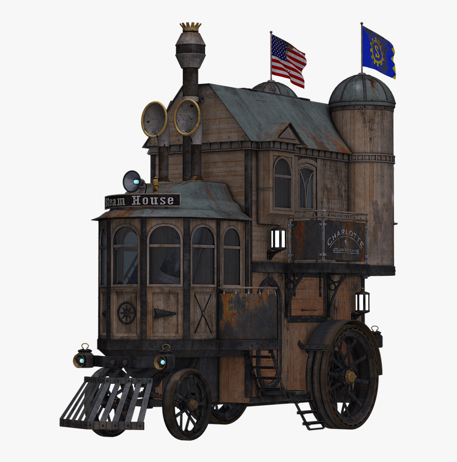 Steampunk Locomotive Side View - Png Transparent 3d Fantasy Steam Engine Locomotive, Transparent Clipart