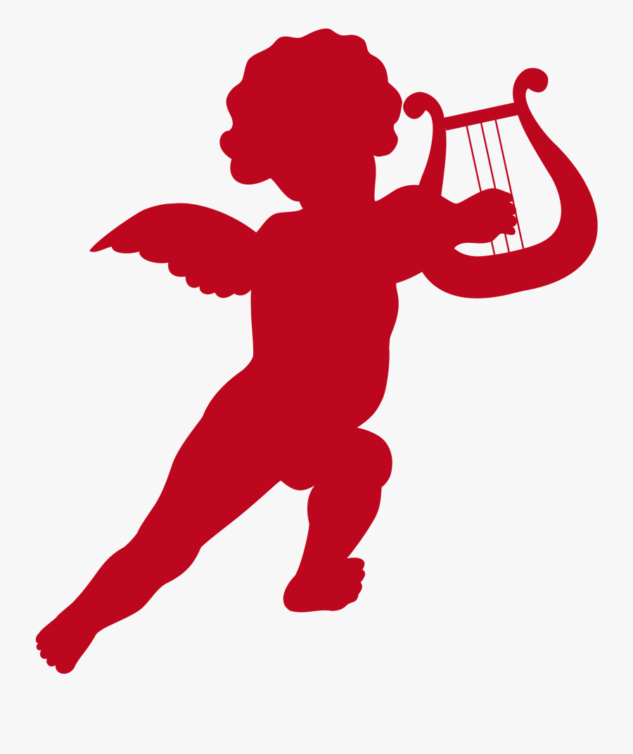 Cupid With Harp Transparent Png Clip Art Image - Valentines Day Cupid Clipart, Transparent Clipart