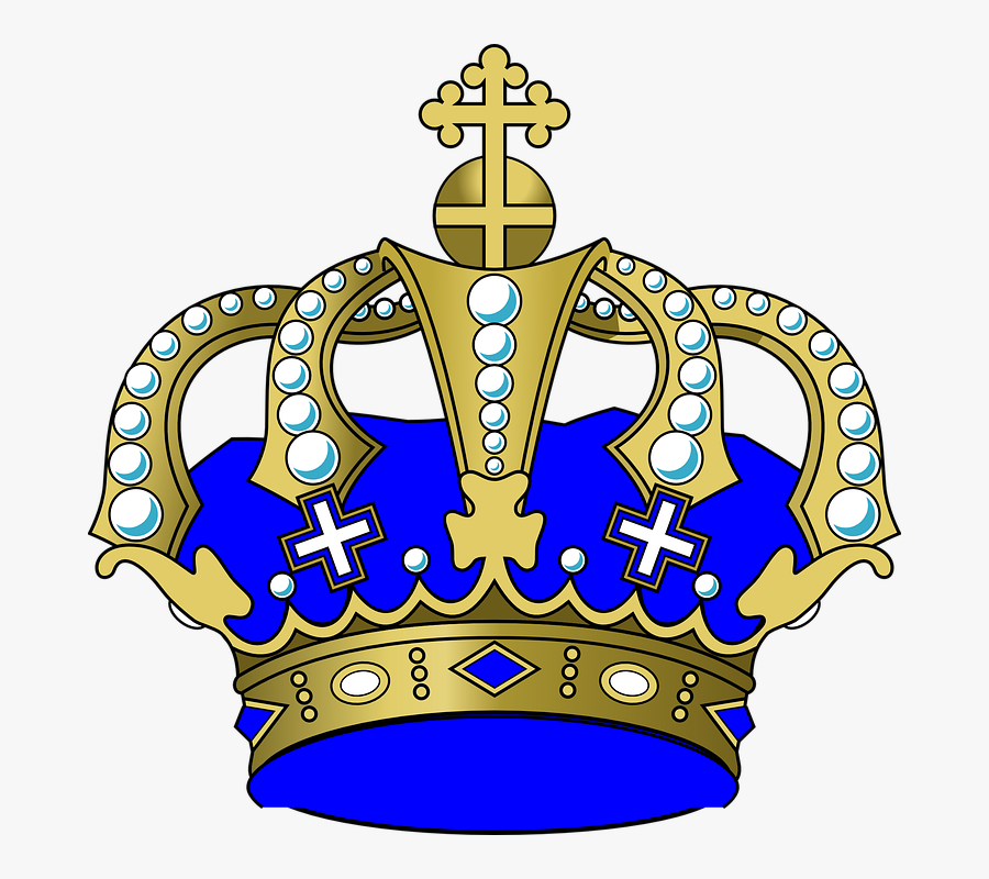 Crown, Jewels, Cross, Blue, King, Power, Majesty - Purple And Gold Crown Png, Transparent Clipart