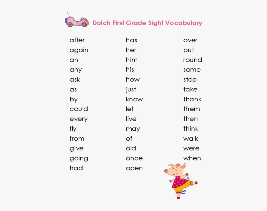 Child Vocabulary List, Transparent Clipart