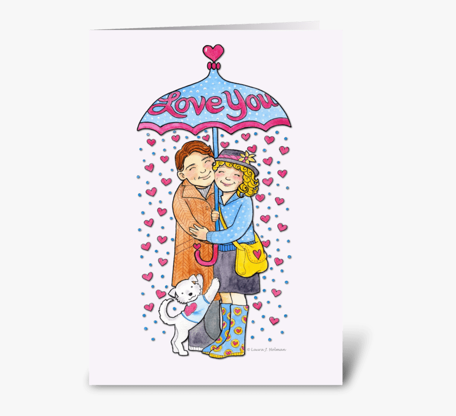 Valentine Hearts And Hugs For Wife Greeting Card - Illustration, Transparent Clipart