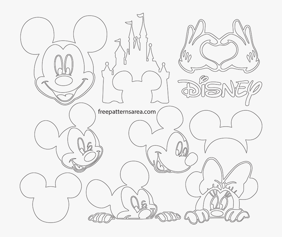 Mickey Mouse Ears Silhouette Lineart - Cut Out Free Printable Mickey Mouse Silhouette, Transparent Clipart