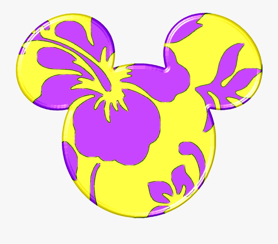 Hawaiian Flowers Mickey Ears, Transparent Clipart