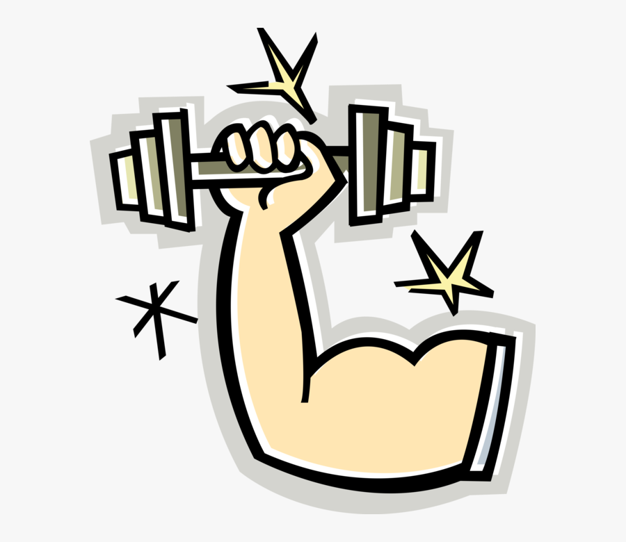 Vector Illustration Of Weightlifter Muscular Arm With - Arm Lifting Weight Clipart, Transparent Clipart