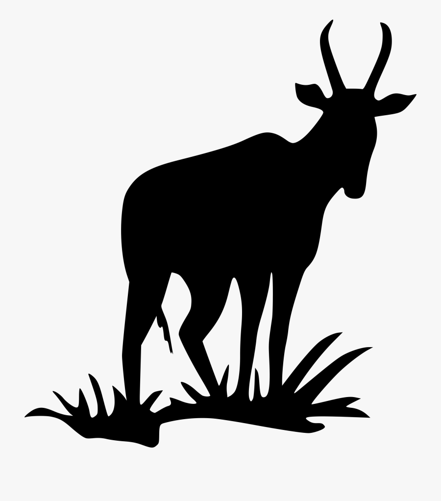 Antelope Pronghorn Silhouette Clip Art - Black Silhouette Antelope, Transparent Clipart