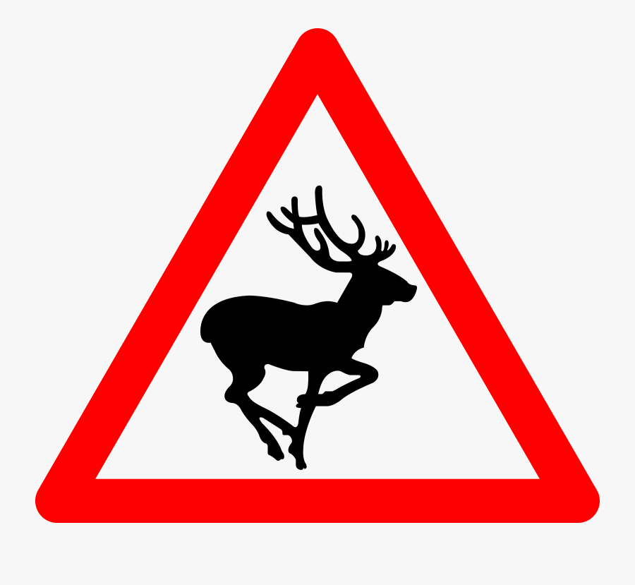 Wild Animals Road Sign, Transparent Clipart