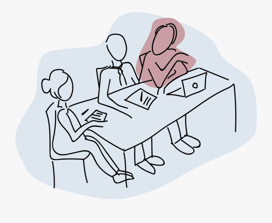 Illustration Of Three People Sitting A Meeting Table - Illustration, Transparent Clipart