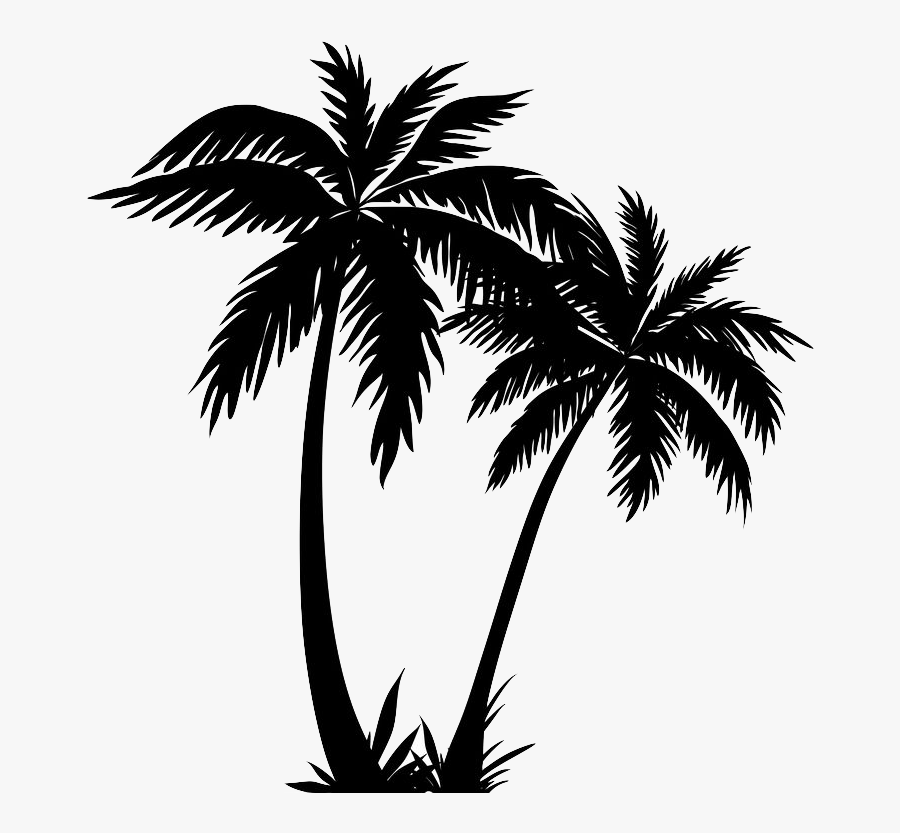 Silhouette Palm Trees Clip Art Drawing Vector Graphics - Palm Tree Silhouette Transparent, Transparent Clipart