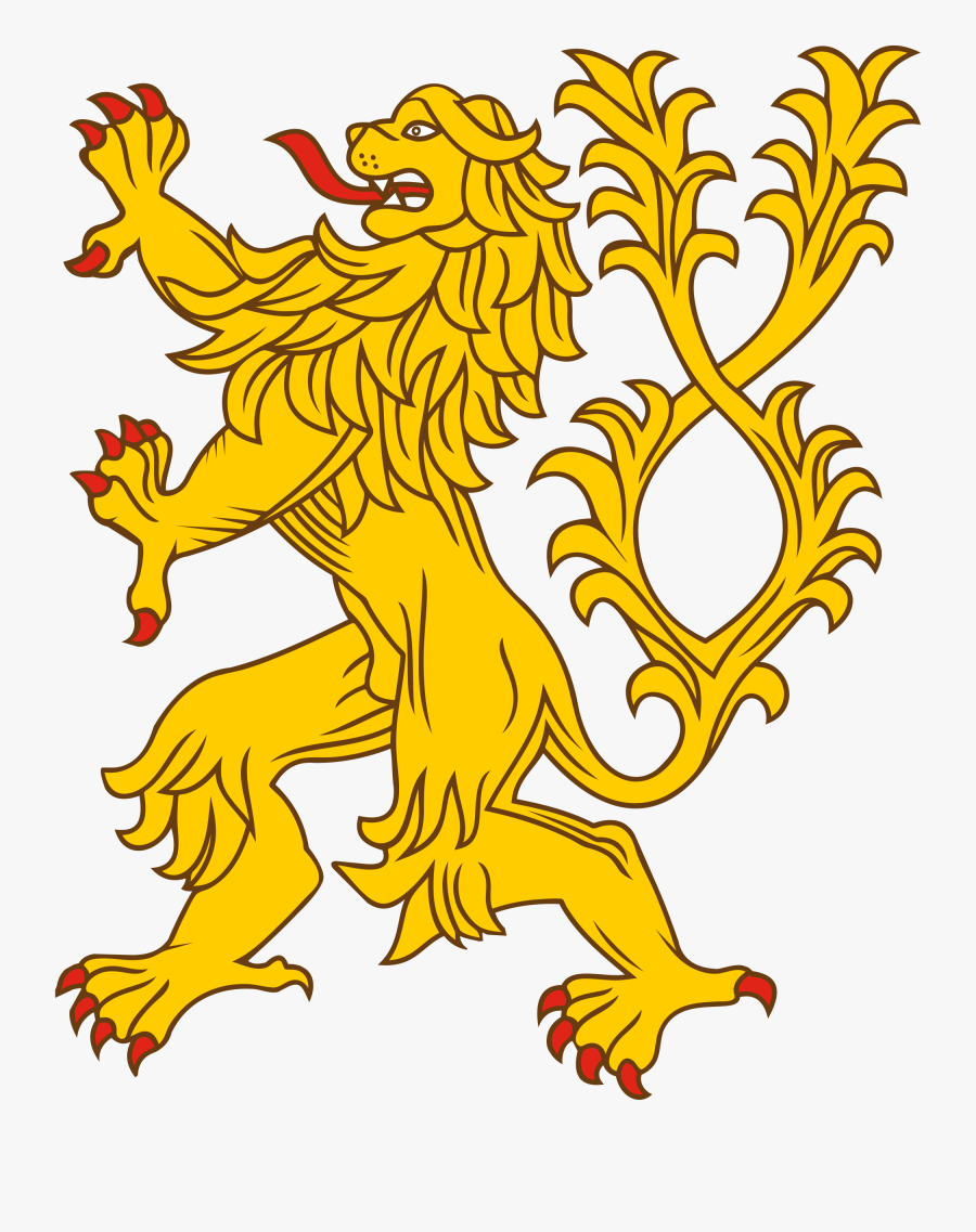 Twin Tailed Lion Heraldry - Lion Coat Of Arms Png, Transparent Clipart