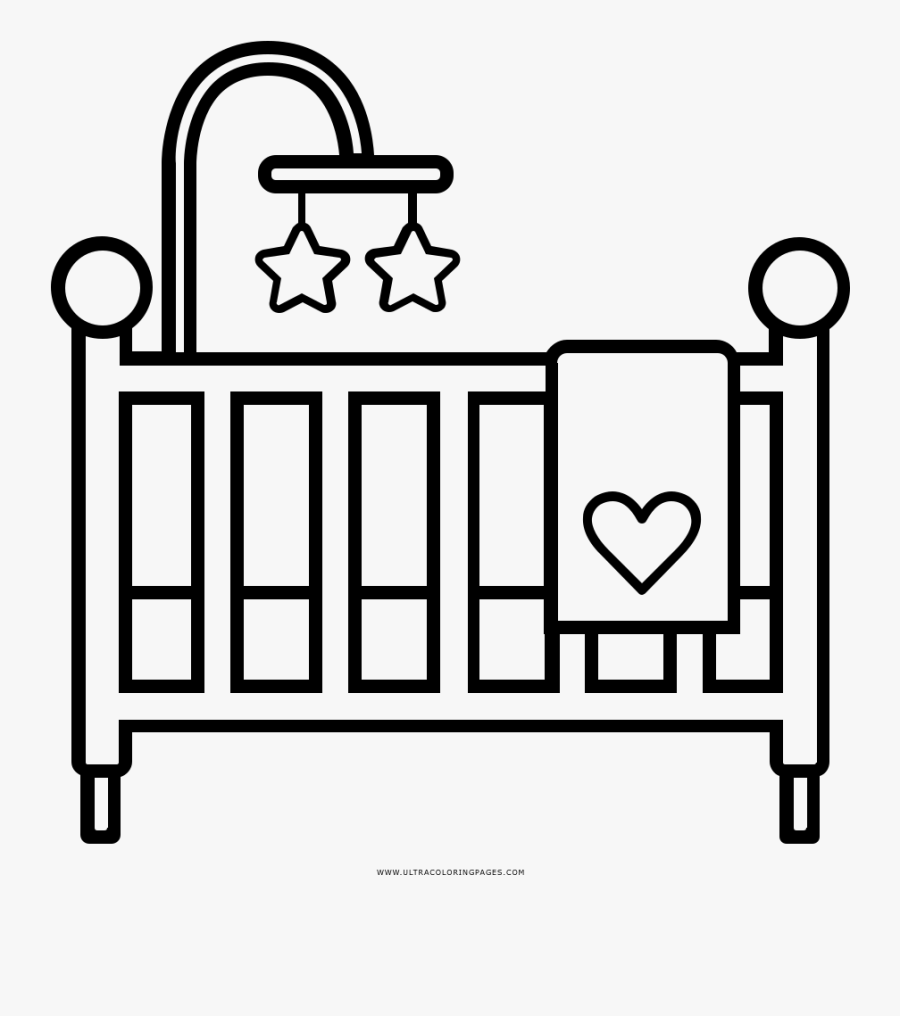 Crib Coloring Page - Draw A Baby Crib, Transparent Clipart