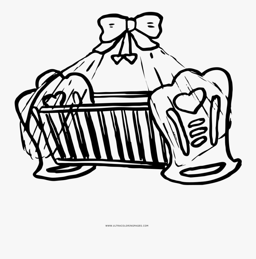 Crib Coloring Page - Dibujos Para Colorear De Cunas, Transparent Clipart