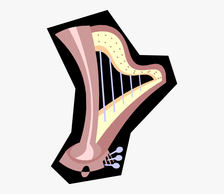 Vector Illustration Of Harp Stringed Musical Instruments, Transparent Clipart