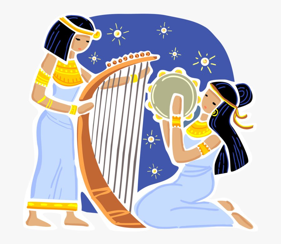 Vector Illustration Of Ancient Egypt Women Play Egyptian - Illustration, Transparent Clipart