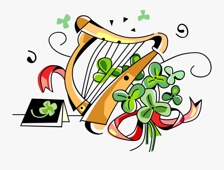 Vector Illustration Of St Patrick"s Day Clàrsach Gaelic, Transparent Clipart