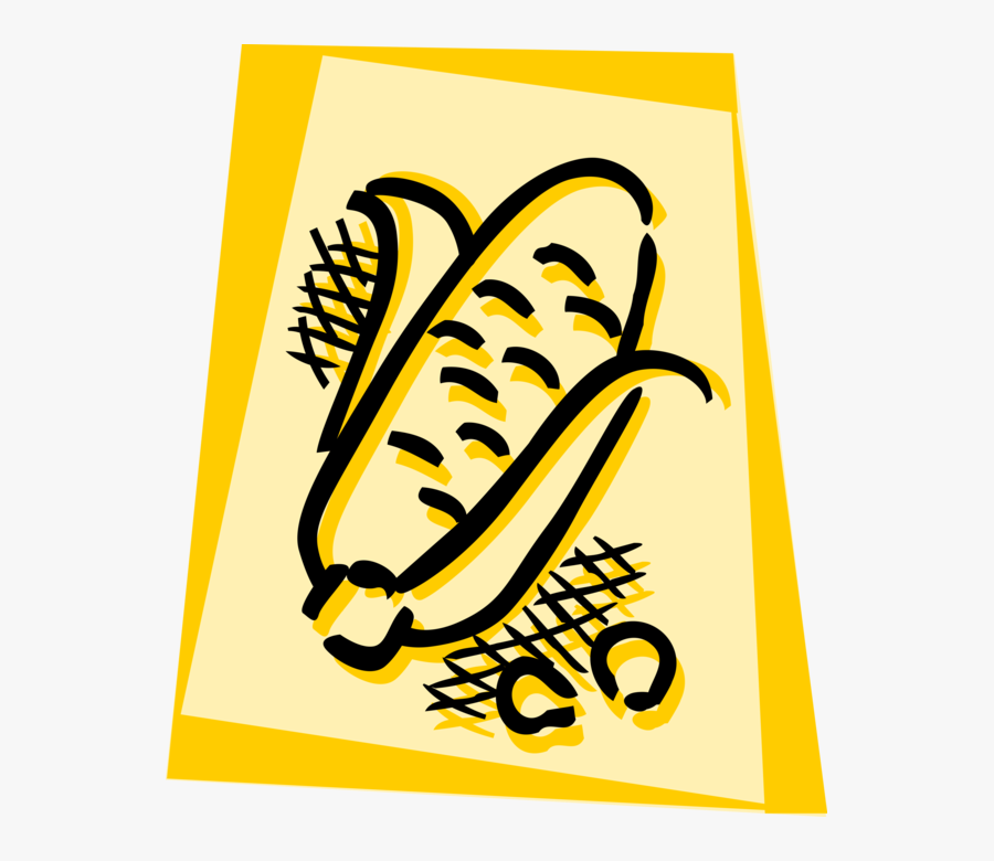 Vector Illustration Of Corn Maize Grain Plant Cob Husk - Illustration, Transparent Clipart