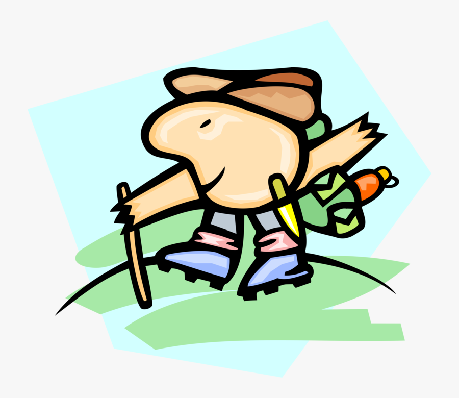 Vector Illustration Of Hiker Enjoys Great Outdoors - Cartoon, Transparent Clipart