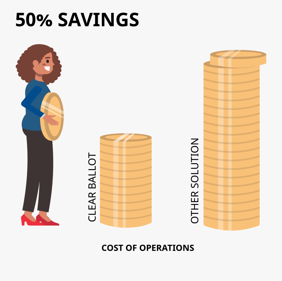 Cartoon Woman Holding Giant Coin Next To Stacks Of - Illustration, Transparent Clipart