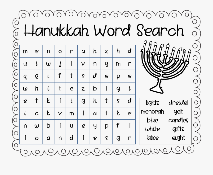 The First Grade Lunchbox - Hanukkah Word Search First Grade, Transparent Clipart