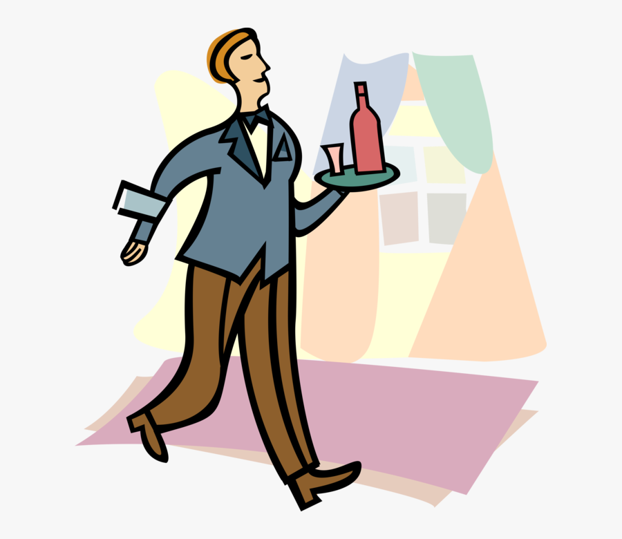 Vector Illustration Of Restaurant Maître D"hôtel Waiter, Transparent Clipart