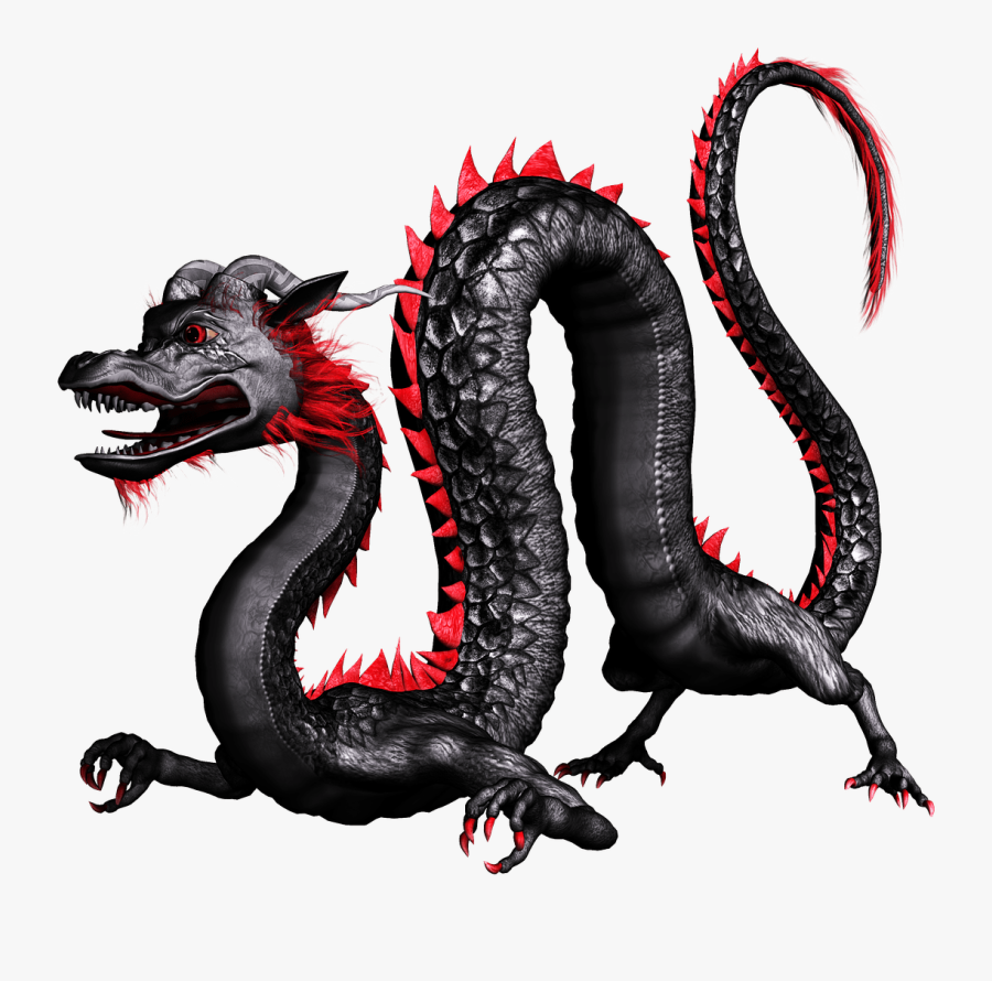Dragon Chinese Black And Red Clip Arts - Black And Red Chinese Dragon, Transparent Clipart
