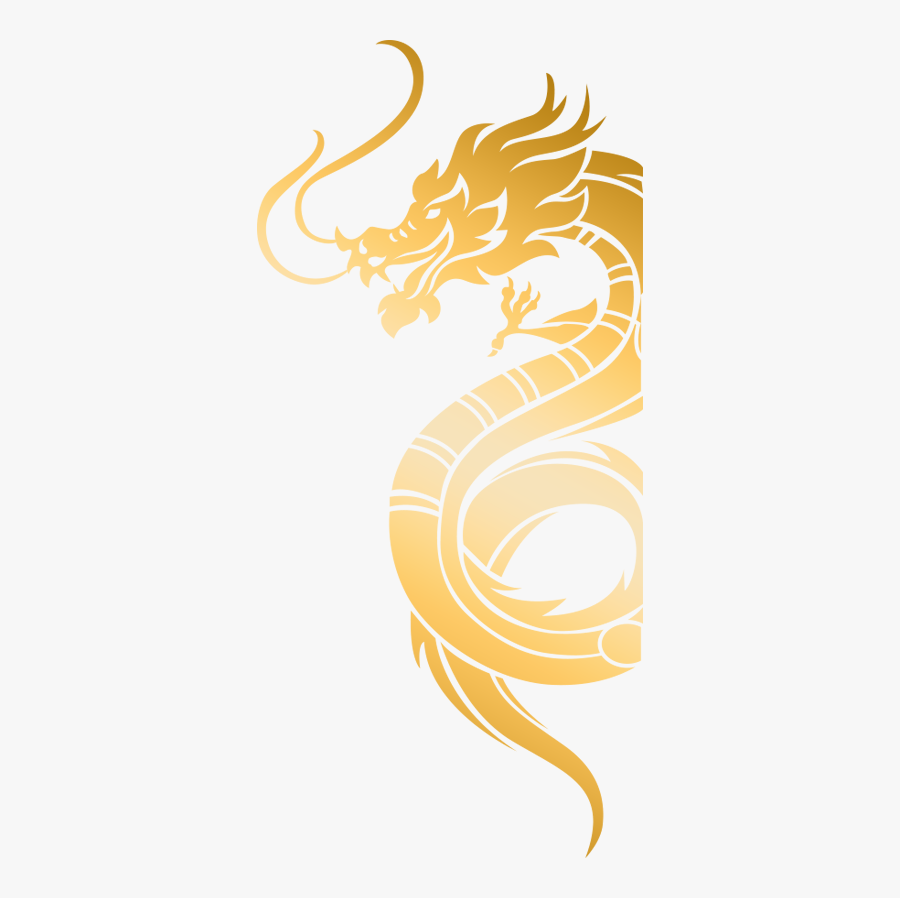 Chinese Dragon Gold Minimal, Transparent Clipart