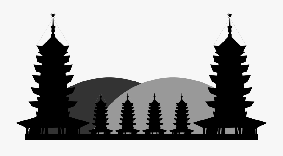 China Pagoda Chinese New Year 2 12 Year Of The Dragon - Bali Temple Silhouette Png, Transparent Clipart