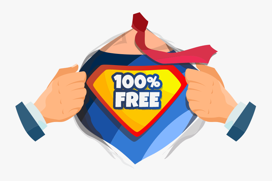 100% Free - Super Hero Open, Transparent Clipart