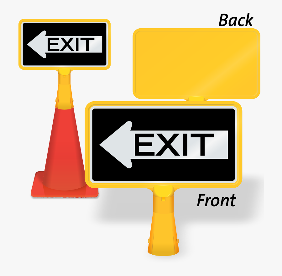 Exit Left Arrow Coneboss Sign - Traffic Sign, Transparent Clipart