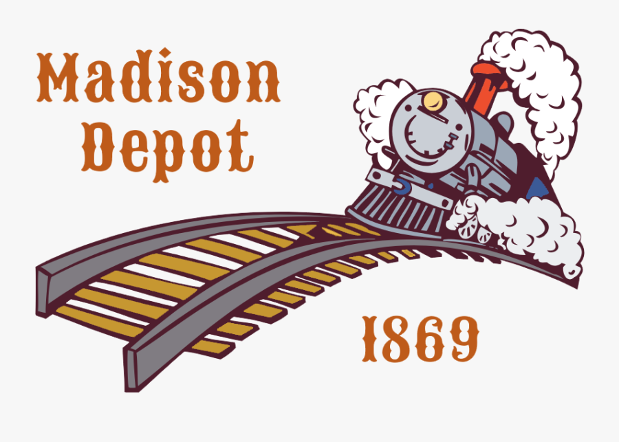 Madison Depot - Train On Tracks Clipart, Transparent Clipart