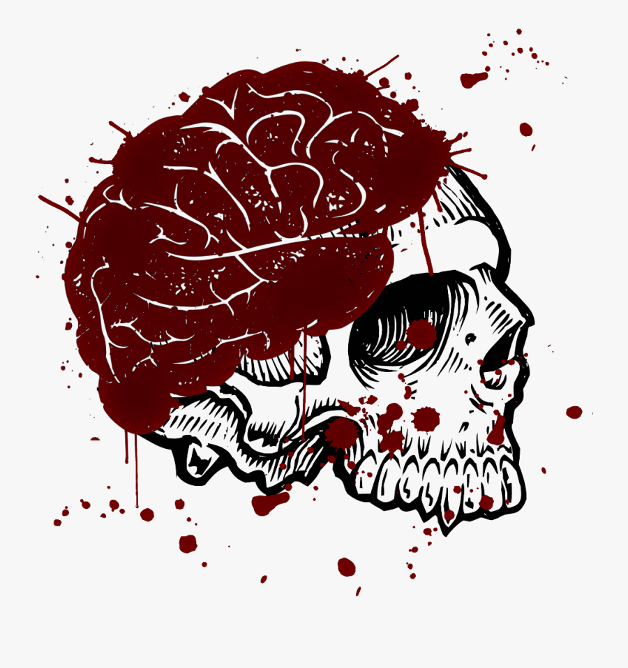 #skull #brain #blood #splatter - Illustration, Transparent Clipart