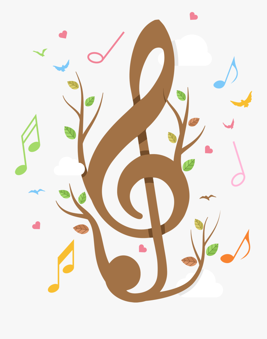 创意音乐符号- Music Note Template Printable - Treble Clef Notes Clipart, Transparent Clipart
