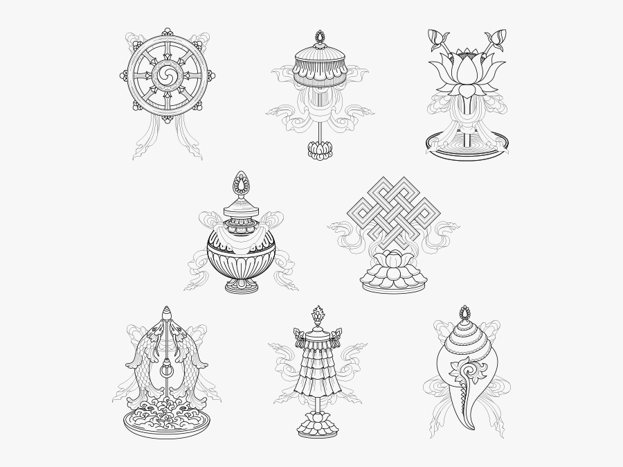 Buddhist Symbols, Transparent Clipart