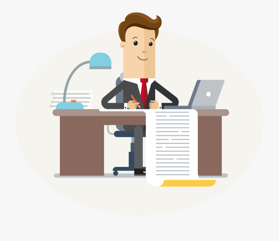 An Illustration Of An Accountant Sitting At A Desk - Cartoon Images Of Accountants, Transparent Clipart