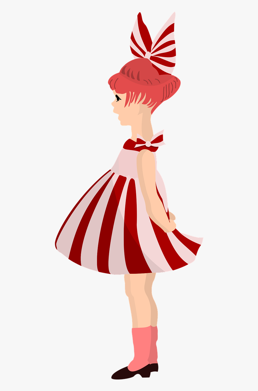 Ribbon Girl Red Dress - Illustration, Transparent Clipart