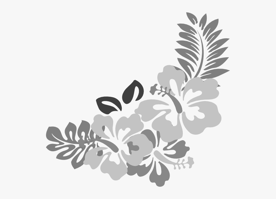 Grey Floral Border Png Free Download - Hibiscus Clip Art, Transparent Clipart