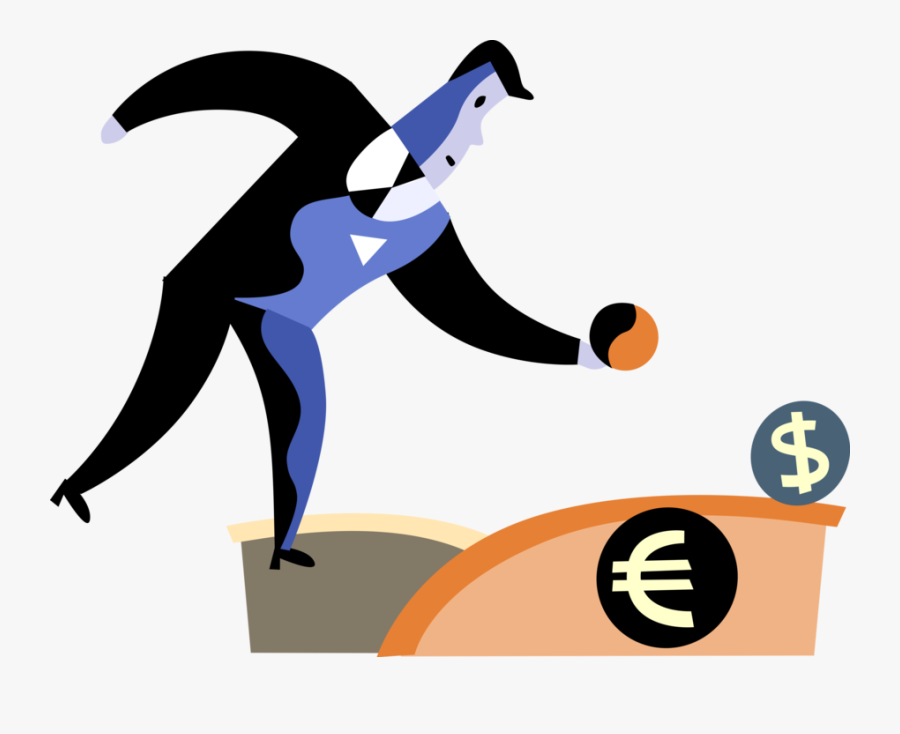 Vector Illustration Of Businessman Plays Bocce Bocci - Cartoon, Transparent Clipart