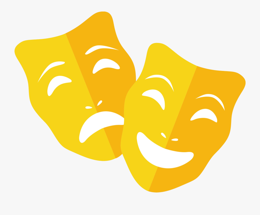 Transparent Acting Clipart - Yellow Theatre Masks Transparent Background, Transparent Clipart