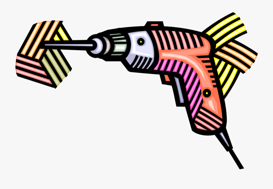 Vector Illustration Of Portable Electric Power Drill, Transparent Clipart
