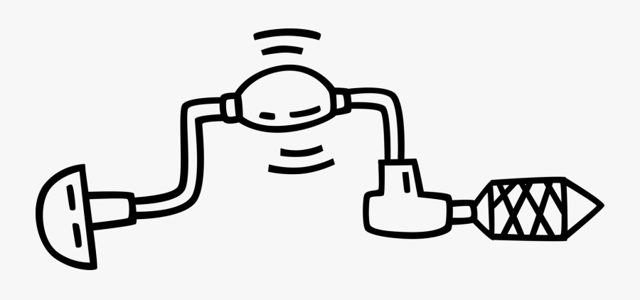 Vector Illustration Of Hand-powered Hand Drill Tool, Transparent Clipart