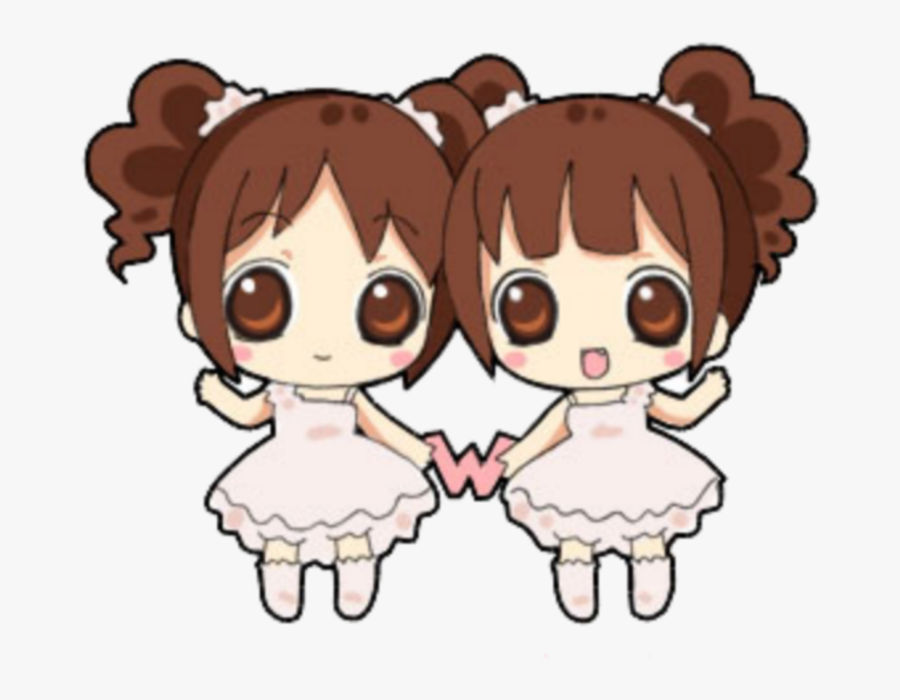 #mq #girls #twins #pink #chibi - Twins Chibi, Transparent Clipart