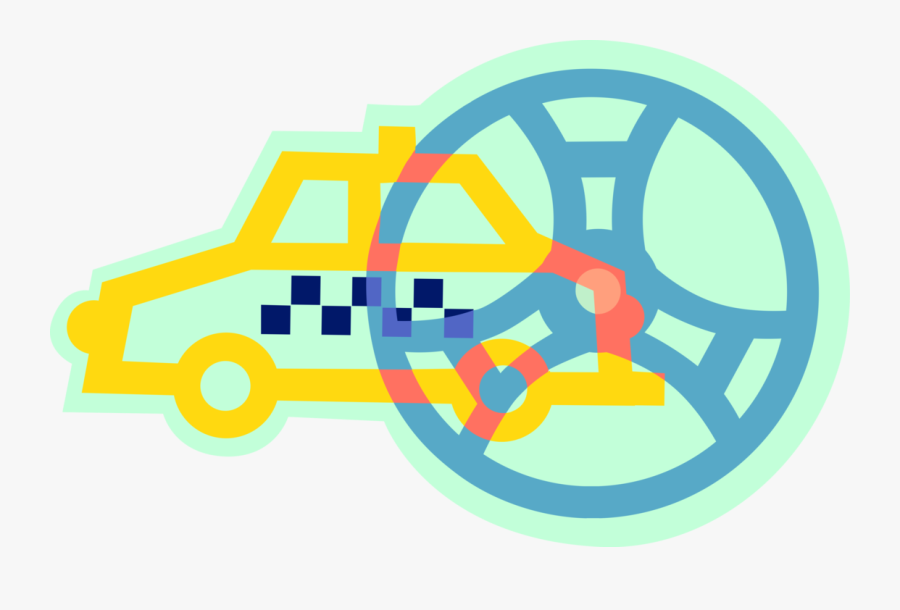 Vector Illustration Of Taxicab Taxi Or Cab Vehicle - Circle, Transparent Clipart