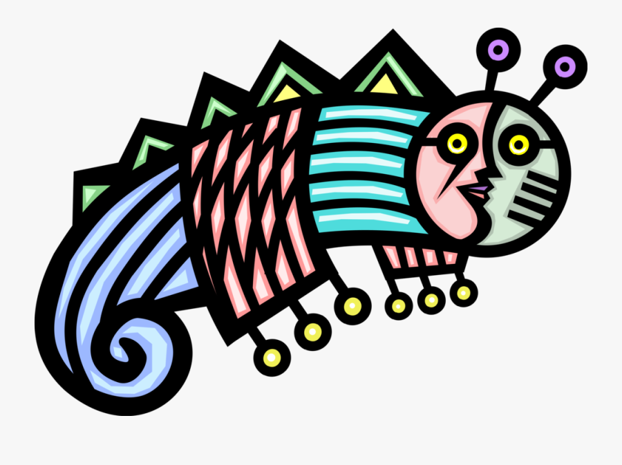 Vector Illustration Of Anthropomorphic Caterpillar, Transparent Clipart