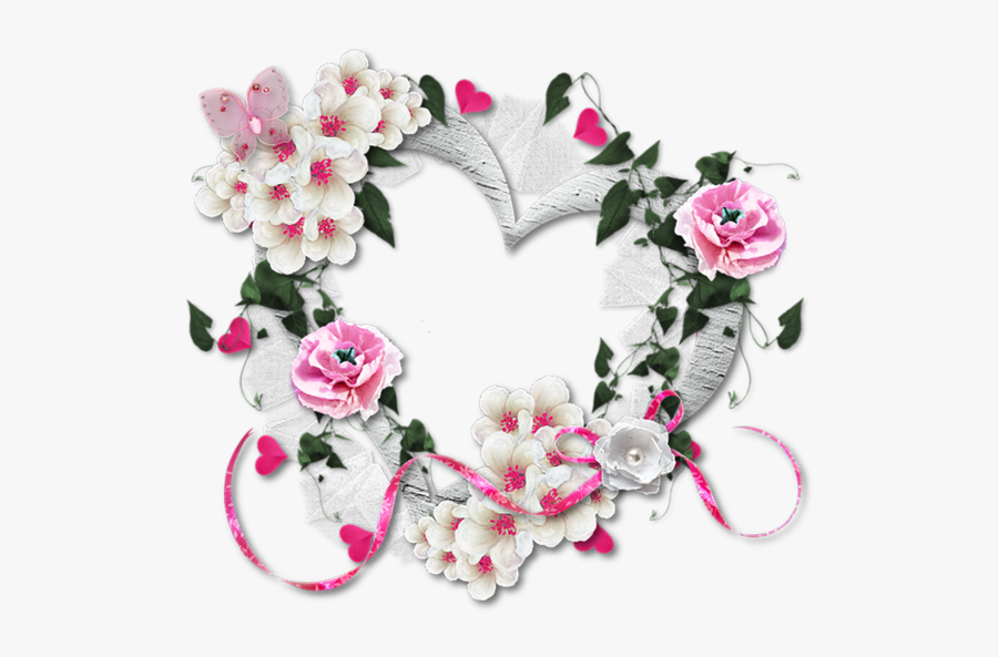 Frame Heart Of Flowers, Transparent Clipart