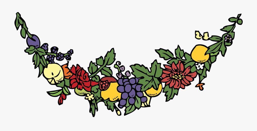 Flower And Fruit Festoon - Fruit Border Clip Art , Free Transparent Clipart - Cli...