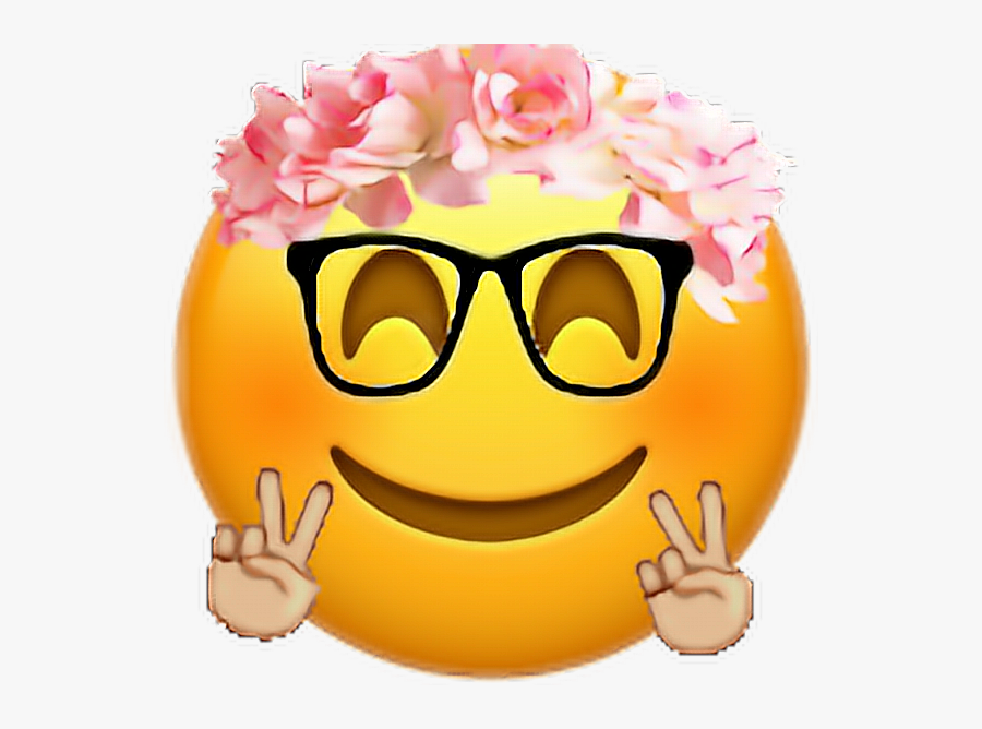 Transparent Smiley Face Flower Clipart - Emoji With Flower Crown, Transparent Clipart